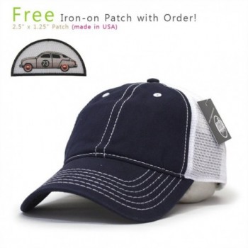 Vintage Year Washed Cotton Low Profile Mesh Adjustable Trucker Baseball Cap - Navy/Navy/White - CD183O2C923