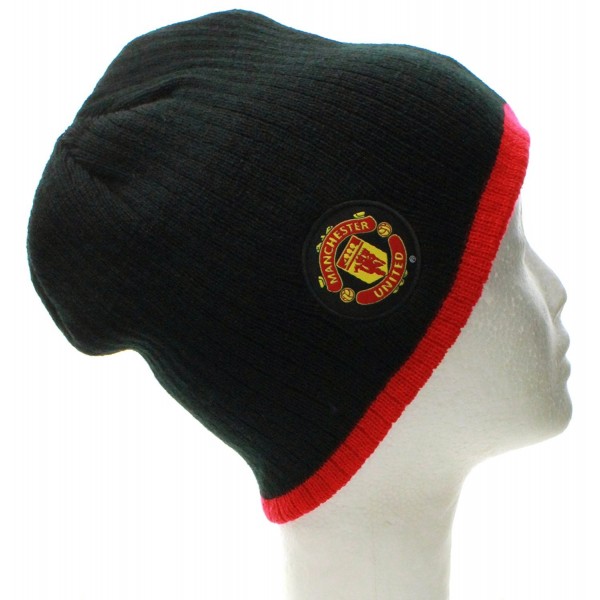 Manchester United Winter Beanie Soccer Futbol Knit Hat Cap - Cuffless Black Red - C311QKCAP5X