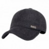 Men's Winter Thick Gray Black Woolen Cap Cover Ears Baseball Hat - Black - CB12ODOLJZ6