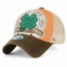 ililily Four Leaf Clover Patch Faux Leather Brim Trucker Hat Baseball Cap - Beige - CL12N5PTWLT