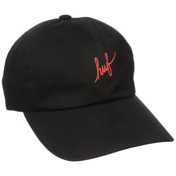 HUF Men's Script Curve Visor 6 Panel - Black - CX12KAO6GKJ