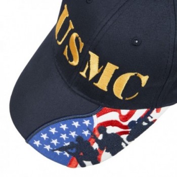 Army Force Gear Embroidered Marine Corps USMC Baseball Cap Hat- With American Flag - Navy Blue - CL1897W2N0U