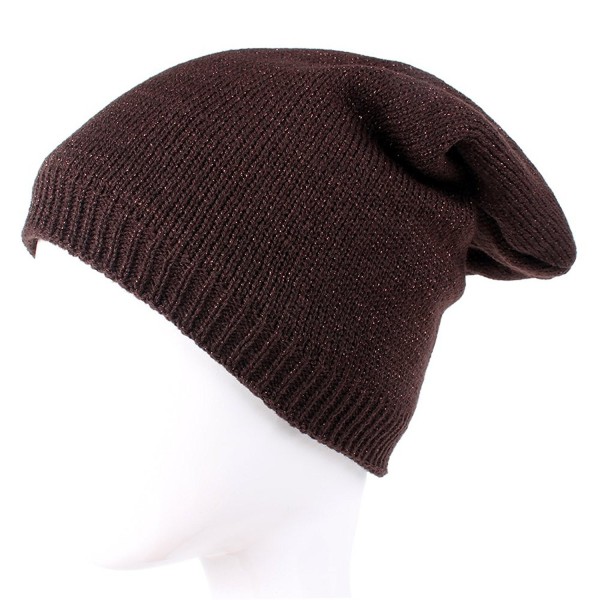 Unisex Cold Winter Fleece Lined Knitting Warm Hat Daily Slouchy Hats Beanie Skull Cap - Dfh147 Brown - CI1874QGKD2
