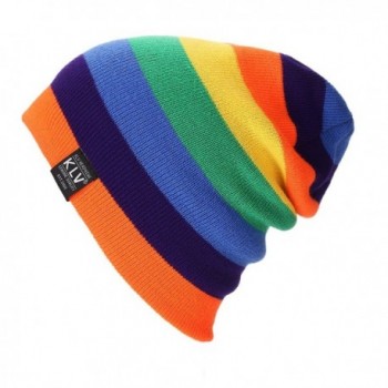 Finance Plan Women Men Fashion Rainbow Knitted Beanie Hat Winter Warm Ski Outdoor Sports Cap - Orange - CP1886SWTII