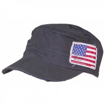 David & Young Mens Strapback newsboy/Cadet Hat W/American Flag (One Size) - Gray - CA17AADCH2G