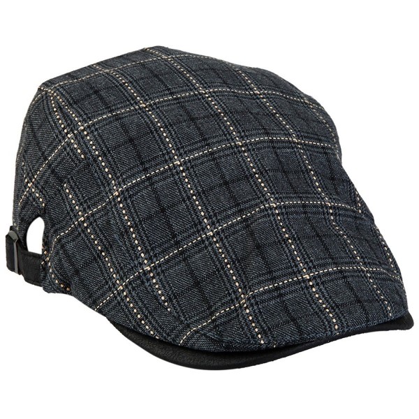 moonsix newsboy Hats For Men-Plain Stripe Beret Cabbie Driving Gatsby Flat Cap-Style 6 Grey(Cotton) - CL12JTPFU7B