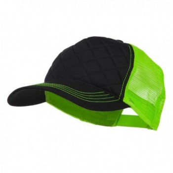 Fashion Quilted Trucker Two Tone Neon Mesh Cap - Black Neon Green OSFM - C911M6KPODR