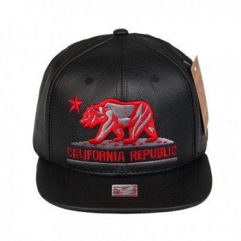 RufnTop PU Leather Hip Hop California Republic Cap Cali Bear Snapback Hat (PU One Size) - Red Bear Black - C5189K8Z0EU