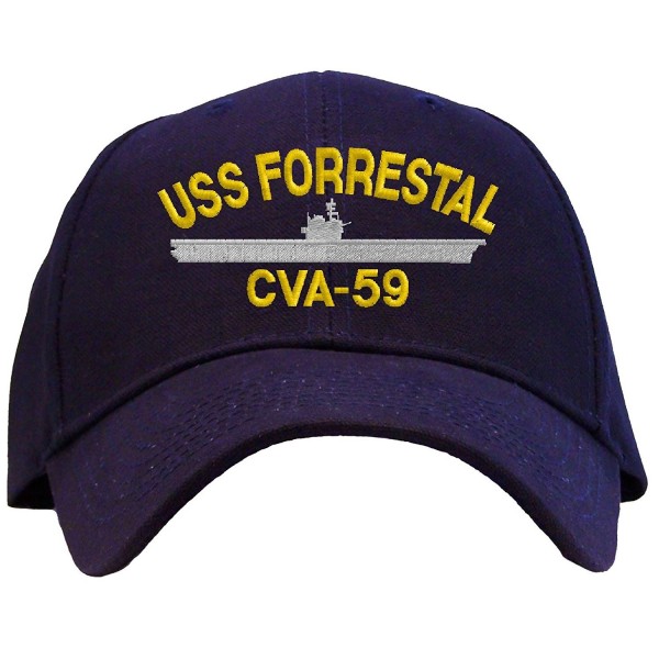 USS Forrestal CVA-59 Embroidered Baseball Cap - Navy - C311FQS4Y2N