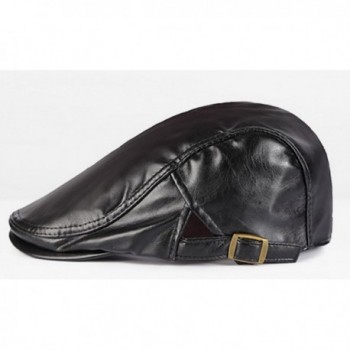 Leather Duckbill Vintage Newsboy Hat Black in Men's Baseball Caps