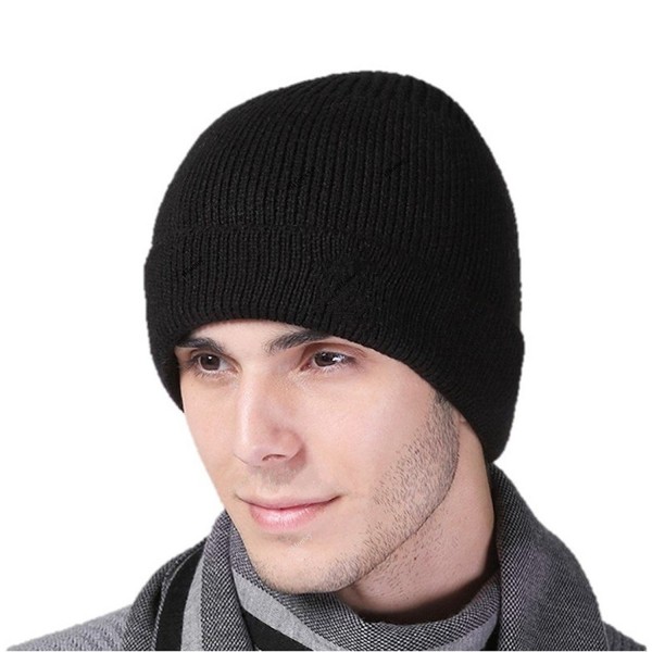 iHomey Winter Beanie Thermal Fleece Lined Soft Knit Hat Cap Ski Snow Hat - Black - CS186RDTGIX