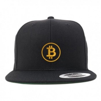 Trendy Apparel Shop Bitcoin Embroidered Flat Bill Snapback Baseball Cap - Black - CH185NO0ESH