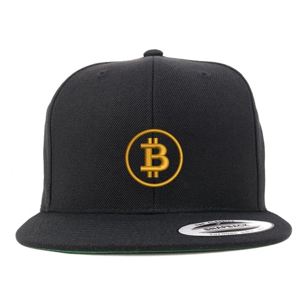 Trendy Apparel Shop Bitcoin Embroidered Flat Bill Snapback Baseball Cap - Black - CH185NO0ESH