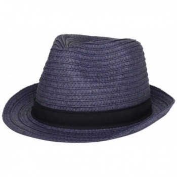 Amicale Men's Straw Fedora - Navy - CX11CTURD83