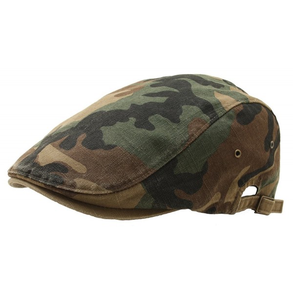 ATOBAO Camouflage Gatsby Driving Flat Cap Military Irish IVY newsboy Hunting Hat - Green - CM12MXRE8DF