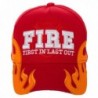 Artisan Owl First In Last Out Fire Rescue Flames Baseball Cap with Adjustable Strap - Red - CH1867R56CD