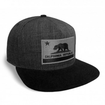 California State Flag Dark Grey And Black Flat Brim Baseball Cap Hat Snapback - CR17Y095ZQX