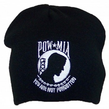 Best Winter Hats Embroidered "POW/MIA" Military Skull Cap (One Size) - Black - CU11P8W2S9X