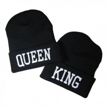 Couple Matching King & Queen Warm Stylish Beanie Hat - White Letter - CZ1883RCT76