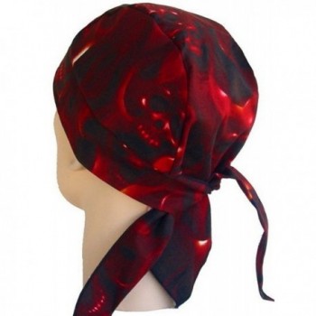 Skull Cap Biker Caps Headwraps Doo Rags - Ghost Skulls/Red - CU12ELHNEVV