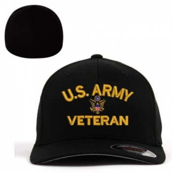 ARMY U.S. Army Veteran Flexfit Baseball Cap Military Hat Black - C9182OSAETE