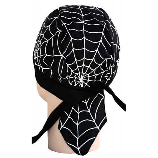 Skull Cap Biker Caps Headwraps Doo Rags - White Spider Webs - CH12ELHNI3P