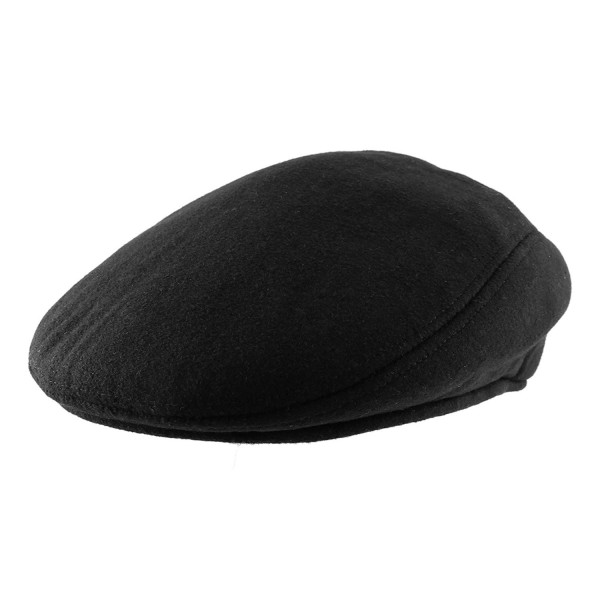 Morehats 100% Wool Flat Cap Cabbie Hat Gatsby Ivy Irish Hunting Newsboy Hunting Beret - Black(M) - CU11LHPI6PP