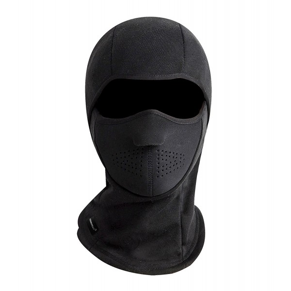 Zerdocean Winter Windproof Fleece Thermal Full Face Motorcycle Ski Mask Balaclava - Black - CZ12O1RLFPB