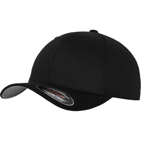 Flexfit Black Wooly Combed Stretchable Fitted Cap Kappe Baseballcap Basecap - Black - C611JK8OGRN