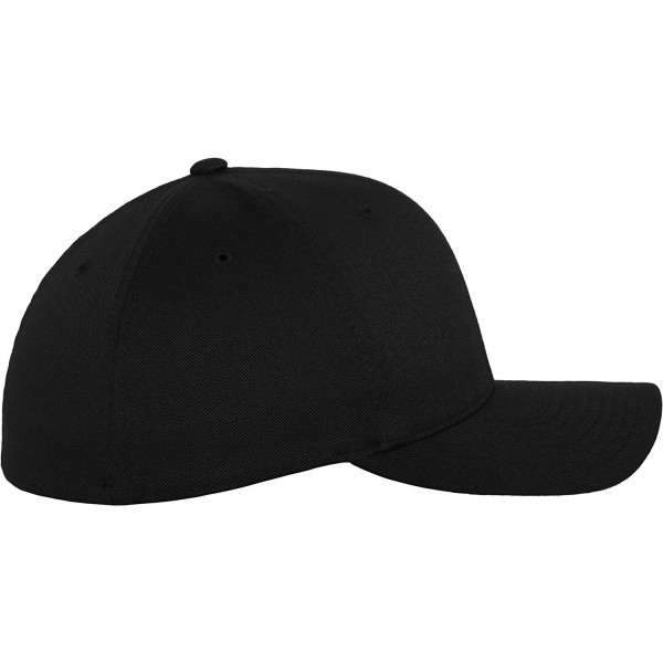 Black Wooly Combed Stretchable Fitted Cap Kappe Baseballcap Basecap ...
