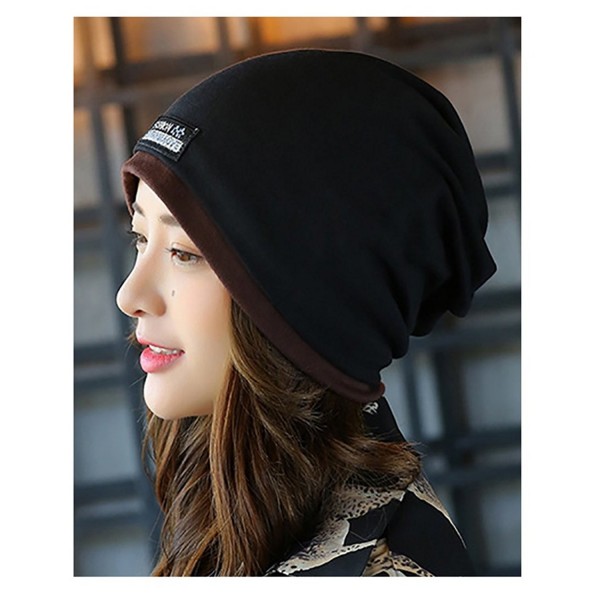 No.66 Town Unisex Adult Cotton Slouchy Beanie Skull Cap Cycling Hat Mult Colors - Black - C412N38ZJHM