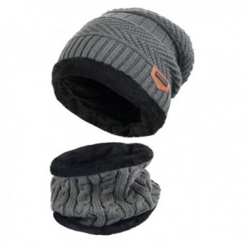Goodbuy Warm Knitted Hat- Winter Beanie Hat Men with Circle Scarf for Ski- the Best Valentine's Day Gift - Gray - C71867MG5QD