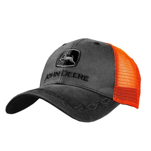 John Deere Oilskin Mesh Back Embroidered Hat- Charcoal - C6184D7YE5W