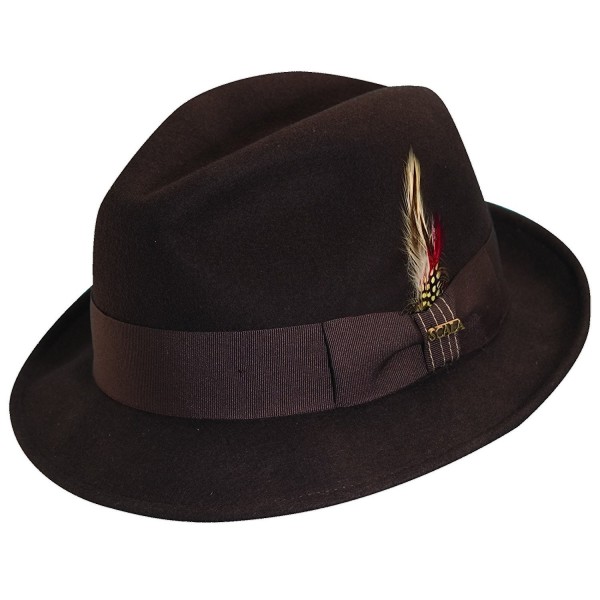 Scala Crushable Water Repellent Wool Felt Fedora Hat - Chocolate - CI11O5MUTEN