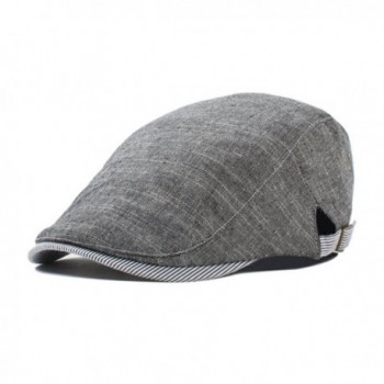 Mens Beret Striped Cabbie Korean Linen Peaked Caps Newsboy Hat - Dark ...