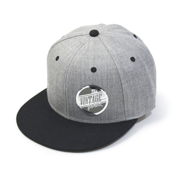 Premium Heather Wool Blend Flat Bill Adjustable Snapback Hats Baseball Caps - Black/Heather Gray - CA12M4JS4W7