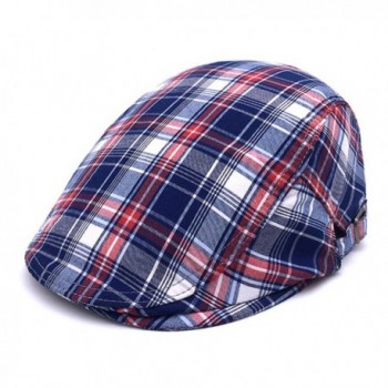 RICHTOER newsboy Cap Beret Men Women Flat Caps Summer Cotton Plaid Hat Outdoors - Blue - CV1870KM6AK