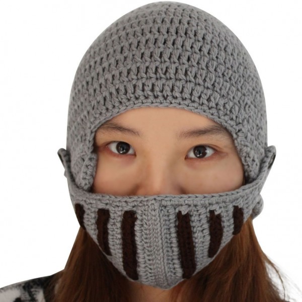 eYourlife2012 Unisex Winter Handmade Crochet Knight Hat Beanie Removable Mask - C211H0YQJAZ