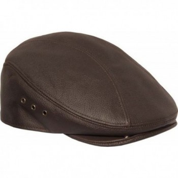 Genuine Made In The USA Leather Ivy Flat Cap - Brown - CF11LQZUBHR