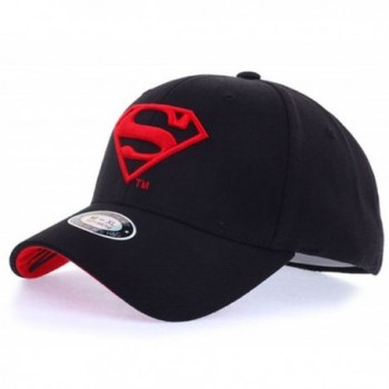 Superman Shield Embroidery Flex-Fit Strech Fit Fitted Baseball Cap Trucker Hat - Black/Red - C8184U4HM9X