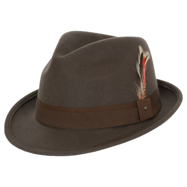 9th Street Men's 100% Wool 'Verve' Trilby Fedora Hat (3 Colors) - Brown - CX12M0UJO3X