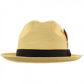 Removable Feather Fedora Hat Natural in Men's Fedoras