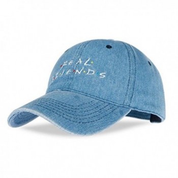 WENDYWU Unisex Real Friends Embroidered Panel Dad Hat Baseball Cap (Blue) - CJ17YHDDQ86