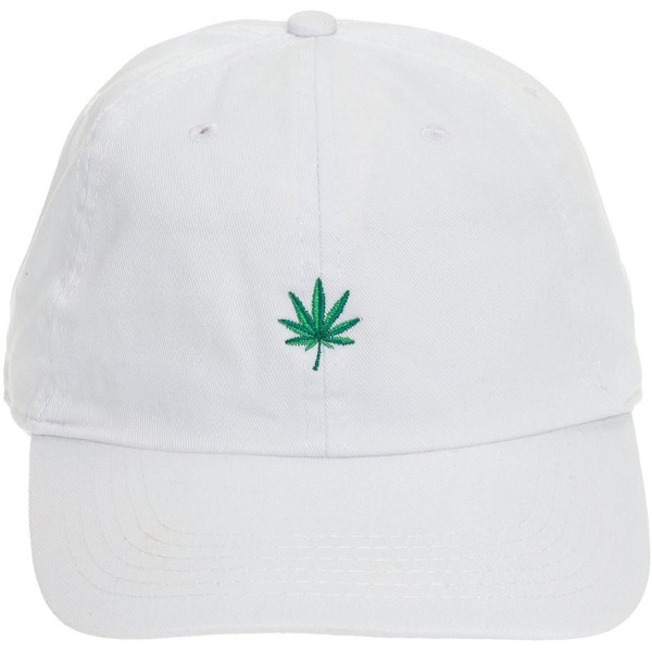 Newhattan Weed Leaf Dad Hat - 100% Cotton Adjustable Sports Cap - White - CS12O86IAUO