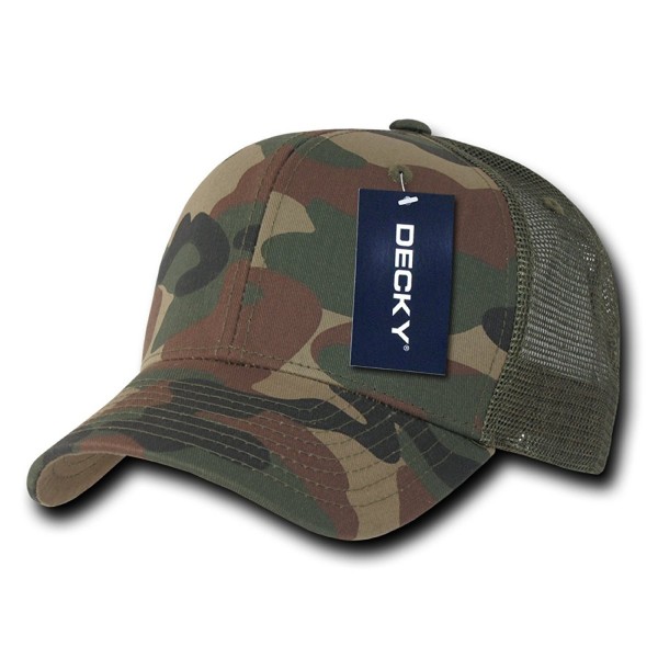 DECKY Camo Curved Bill Rear Mesh Trucker Snapback Cap - Wdl/Wdl/Oli - C412D82G0G1