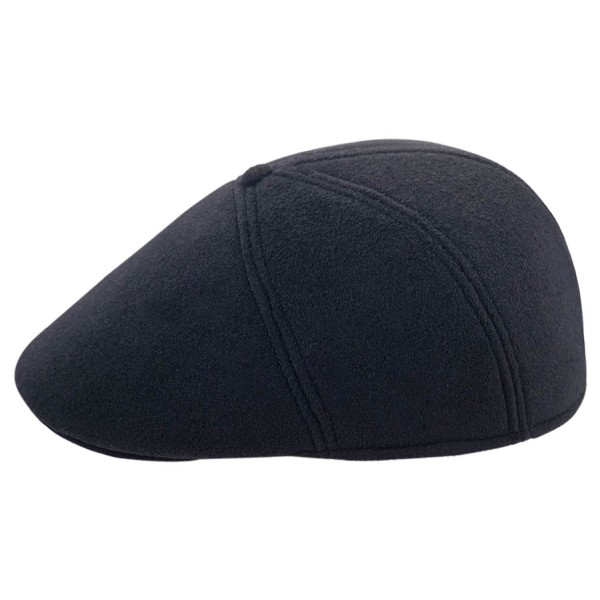 Wool Fleece Winter Flat Cap Ivy League - Black - CY11OMI6BJH