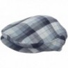 Headchange Made in USA 100% Linen Ivy Scally Summer Golf Hat Flat Cap - Blue Plaid - CK11K5ZDXO7