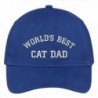 Trendy Apparel Shop World's Best Cat Dad Embroidered Low Profile Deluxe Cotton Cap - Royal - CU12O42RGOI