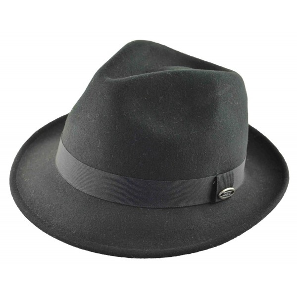 DPC Men's Wool Felt 2" Brim Fedora Black - C311FHESF35