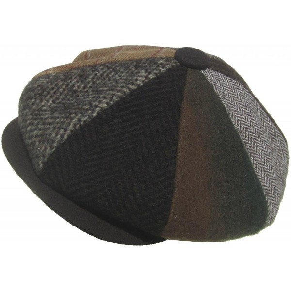 Made in USA Wool Patchwork 8/4 Gatsby Cap Woolrich Apple Jack Newsboy - Brown - CI11B14D233